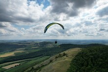 paragliding beauty of free flight Czech republic Europe, Pálava hills, Pavlov,Klentnice