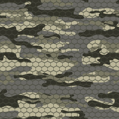 
Camouflage vector illustration, trendy seamless abstraction for textiles. Military new style.