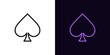 Outline spade suit icon, with editable stroke. Linear spades sign, card suit silhouette