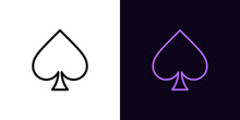 Outline Spade Suit Icon, With Editable Stroke. Linear Spades Sign, Card Suit Silhouette