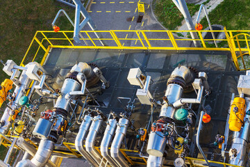 Wall Mural - The technological equipment is located at the top of the technological column. Top view.