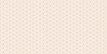 Vector Abstract Geometric Seamless Pattern. Subtle Golden Lines Texture, Hexagonal Floral Lattice, Mesh, Net. Oriental Traditional Background. Luxury Gold Fine Ornament, Repeat Tiles, Modern Design