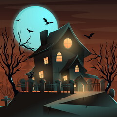 Wall Mural - gradient halloween house vector design illustration