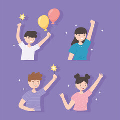 Poster - set people celebration