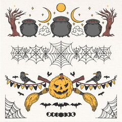 hand drawn halloween borders collection