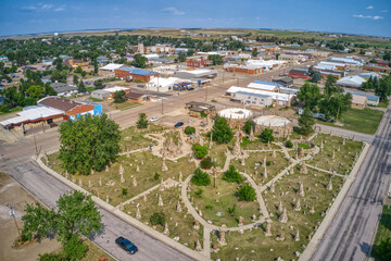 Wall Mural - Aerial View of Lemmon, South Dakota and its Petrified Forest Rock Garden