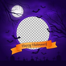 Realistic Halloween Social Media Frame Template Vector Design Illustration
