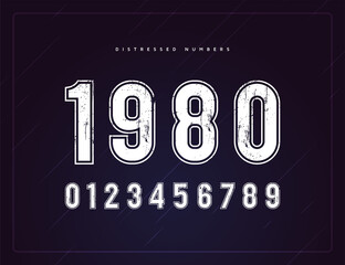 Set of distressed retro numerals or numbers design template