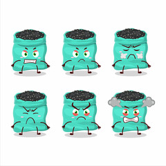 Wall Mural - Black turtle beans cartoon character with various angry expressions