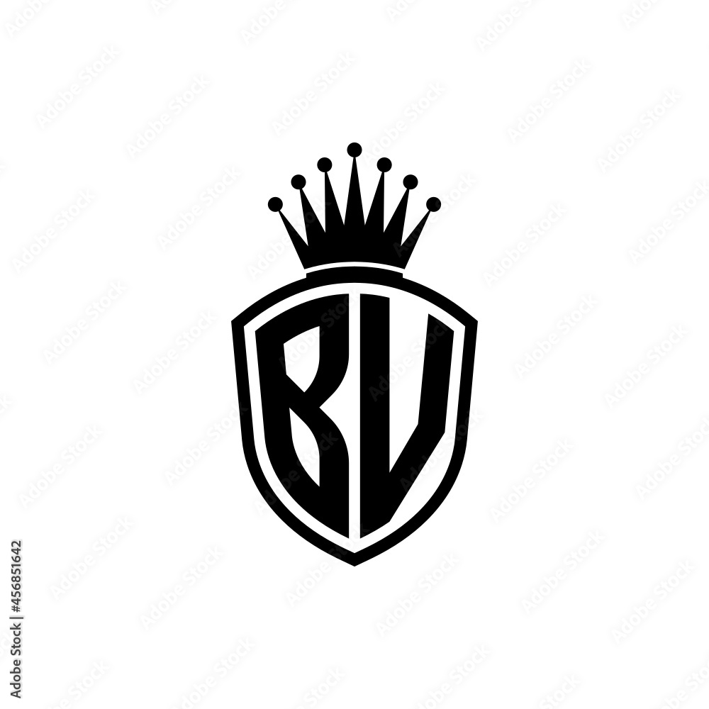 Monogram logo with shield and crown black simple BV Stock Vector ...
