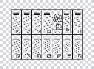 Wall Mural - Hand drawn School Locker isolated on transparent background. Sketch. Vector illustration.