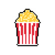 Popcorn pixel art isolated. 8 bit Sweetness vector illustration