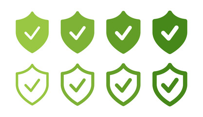 Aufkleber - Protected shield icon set. Protection approve sign.