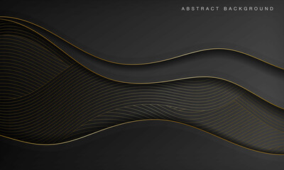 Canvas Print - Black golden curve line luxury background. Elegant concept design.