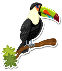 Sticker - A sticker template of toucan cartoon character