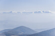 View of peaks of Borzhava ridge covered in white cloud