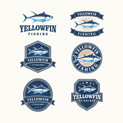 Set yellowfin emblem design vector