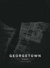 Canvas Print - Map of Georgetown, Guyana