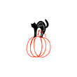 Black cat with pumpkin halloween illustration in vector
