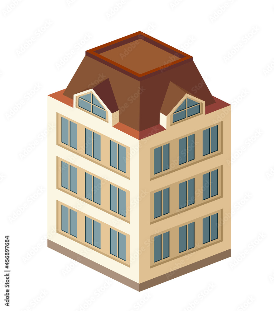 Retro Building Vector Asset Single historic retro building city house vector facade Stock Vector ...