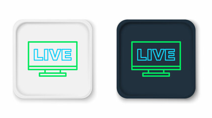 Wall Mural - Line Live streaming online videogame play icon isolated on white background. Colorful outline concept. Vector