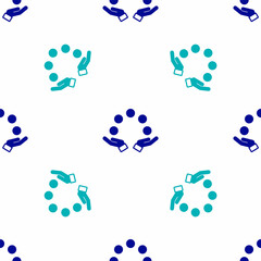 Wall Mural - Blue Juggling ball icon isolated seamless pattern on white background. Vector