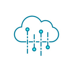 Cloud API line icon. Application programming interface. Easy and secure data exchange software. User application integration. Intermediary communication program. Vector illustration, flat, clip art.