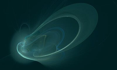 Wall Mural - Abstract 3d fluid substance in turquoise color glowing in deep abyss of space or ocean. Dynamic amorphous shapes with stains and electricity inside create elegant fantastic shape. Great for design.