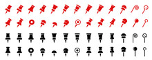 Pushpin Flat Icons Set. Pointer Of Location On The Map. Map Pins. Indicative Marker For Applications, Websites And Other Resources. Vector Elements.