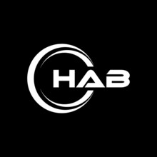 HAB Letter Logo Design With Black Background In Illustrator, Vector Logo Modern Alphabet Font Overlap Style. Calligraphy Designs For Logo, Poster, Invitation, Etc.