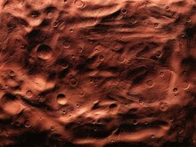 Surface Of Mars With Craters, Impact Craters On The Surface Of The Red Planet.