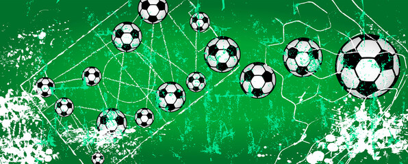 Wall Mural - Soccer or Football illustration ,background, concept or banner, grungy style vector mockup