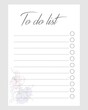 Modern collection of daily weekly monthly planner printable template with flowers. Collection of note paper, to do list, stickers templates. Blank white notebook page A4