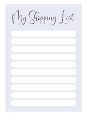 Wall Mural - Modern collection of daily weekly monthly planner printable template. Collection of note paper, to do list, stickers templates, shopping list. Blank white notebook page A4. Colorful shopping list