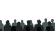© Mariia - People heads silhouette. The audience sitting back view vector illustration. Back crowd.