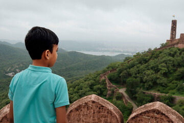 Jal mahal Jaipur Rajasthan as seen from Jaigarh Fort.