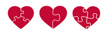 Puzzle Heart Shapes. Puzzle Pieces. Valentine Day Symbol.