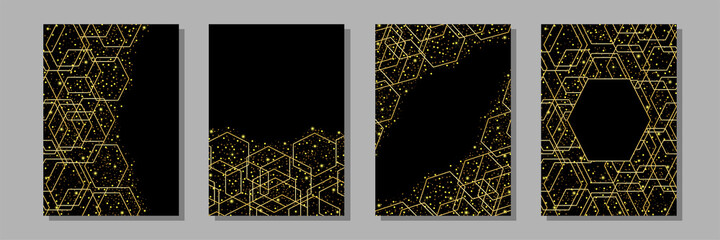 Wall Mural - Templates set with gold geometric print and glitter