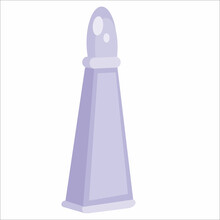 Long Purple Perfume Bottle, Isolated Object On White Background, Cartoon Illustration, Vector,