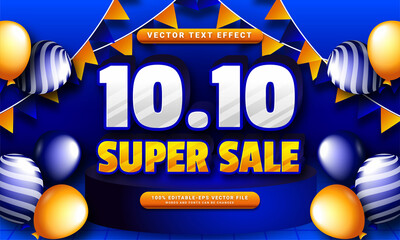 Wall Mural - 10.10 super sale 3D text effect, editable text style and suitable for promotion sales