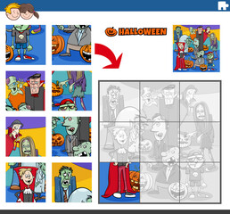 Wall Mural - jigsaw puzzle game for kids with Halloween characters