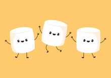Marshmallow Cartoon. Marshmallow Character Design. Marshmallow Vector.