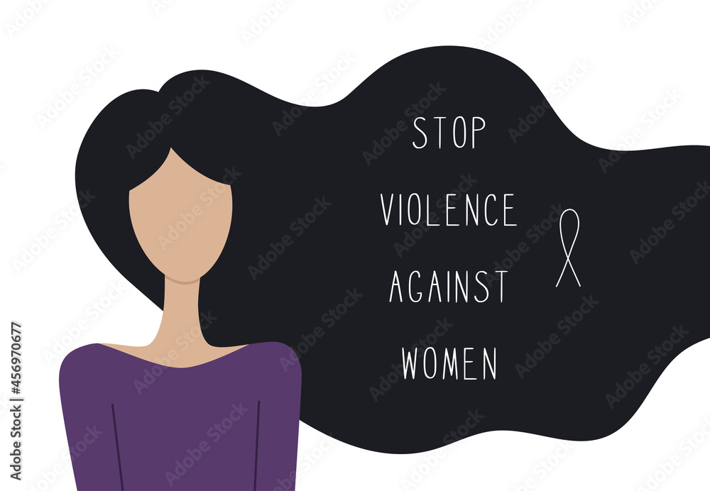 Stop violence against women vector banner, elimination of violence ...