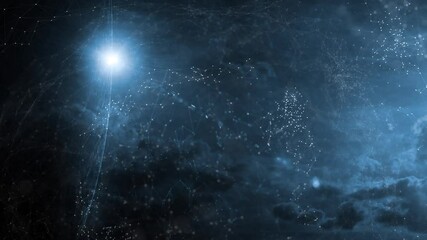 Sticker - abstract planet with sun light and stars in slow motion.