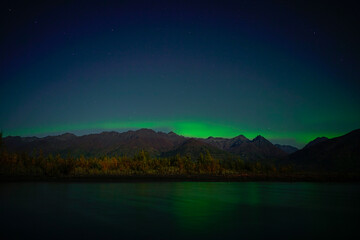 Sticker - night landscape with mountains and lake