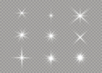 Wall Mural - set of explosion star, glare, sparkle, sun flare.