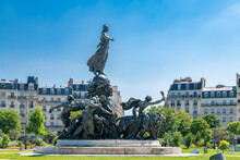Paris, France, Beautiful Statue Place De La Nation In The 11e District
