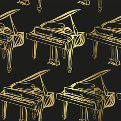 Wall Mural - piano sketch vector illustration isolated design element isolated
