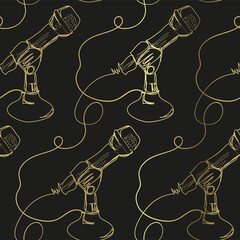 Wall Mural - microphone sketch vector illustration isolated design element isolated