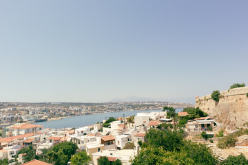 Sticker - Aerial shot of beautiful Rethymno city in Crete, Greece